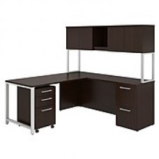 Bush Business Furniture 400 Series 72"W x 22"D L Shaped Desk with Hutch, 48"W Return and Storage, Mocha Cherry (400S127MR)