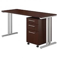 Bush Business Furniture 400 Series 60"W x 24"D Table Desk with 3 Drawer Mobile File Cabinet, Harvest Cherry (400S216CS)