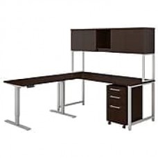 Bush Business Furniture 400 Series 72"W L Shaped Desk with Height Adjustable Return, Hutch and Storage, Mocha Cherry (400S189MR)