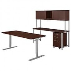 Bush Business Furniture 400 Series 72"W x 30"D Adjustable Desk with Credenza and Hutch, Harvest Cherry (400S193CS)