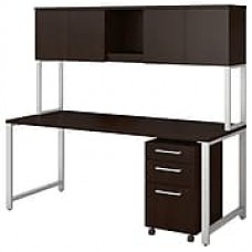 Bush Business Furniture 400 Series 72"W x 30"D Table Desk with Hutch and 3 Drawer Mobile File Cabinet, Mocha Cherry (400S174MR)