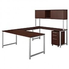 Bush Business Furniture 400 Series 72"W U Shaped Table Desk with Hutch and Mobile File, Harvest Cherry, Installed (400S160CSFA)