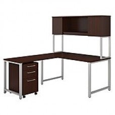 Bush Business Furniture 400 Series 60W L Shaped Desk with Hutch, Return and Mobile File Cabinet, Harvest Cherry (400S180CS)