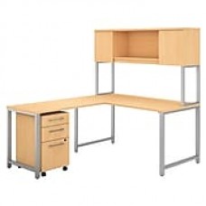 Bush Business Furniture 400 Series 60W x 30D L Shaped Desk with Hutch, Return and Mobile File Cabinet, Natural Maple (400S180AC)