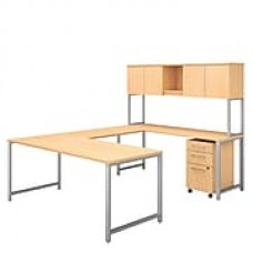 Bush Business Furniture 400 Series 72W x 30D U Shaped Table Desk with Hutch and Mobile File Cabinet, Natural Maple (400S160AC)