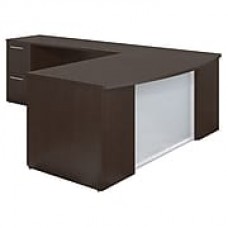 Bush Business Furniture Emerge 72W x 36D Bow Front L Shaped Desk with 2 and 3 Drawer Pedestals, Mocha Cherry (300S114MR)