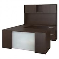 Bush Business Furniture Emerge 72W x 30D U Shaped Desk with Hutch, 2 and 3 Drawer Pedestals, Mocha Cherry (300S112MR)