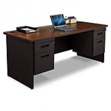 Pronto Desk 72" x 36" Double File Pedestal Mahogany/Black (762805008796)