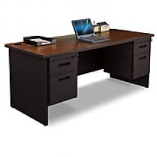 Pronto Desk 72" x 30" Double File Pedestal Mahogany/Black (762805008734)