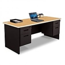 Pronto Desk 72" x 36" Double File Pedestal Oak/Black (762805008802)