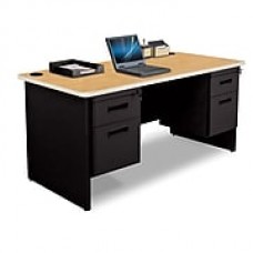 Pronto Desk 60" x 30" Double File Pedestal Oak/Black (762805008628)