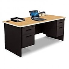 Pronto Desk 66" x 30" Double File Pedestal Oak/Black (762805008680)