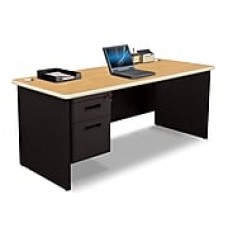 Pronto Desk 72" x 30" Single File Pedestal Oak/Black (762805008772)