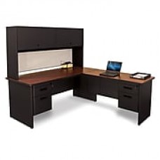 Pronto Desk 72" x 78" Shape Double File Pedestal Mahogany/Black/Chalk Gray (762805009267)