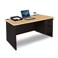 Pronto Desk 48" x 30" Single File Pedestal Oak/Black (762805008598)