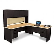 Pronto Desk 72" x 78" Shape Double File Pedestal Oak/Black/Beryl (762805009298)