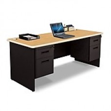 Pronto Desk 72" x 30" Double File Pedestal Oak/Black (762805008741)