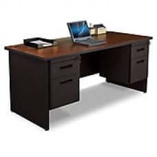 Pronto Desk 66" x 30" Double File Pedestal Mahogany/Black (762805008673)