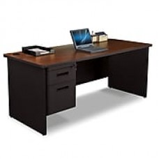 Pronto Desk 72" x 36" Single File Pedestal Mahogany/Black (762805008826)