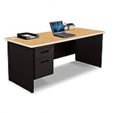 Pronto Desk 72" x 36" Single File Pedestal Oak/Black (762805008833)