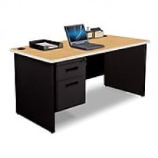 Pronto Desk 60" x 30" Single File Pedestal Oak/Black (762805008659)