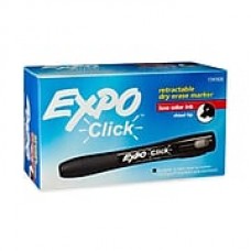 Expo® Click™ Retractable Dry Erase Markers, Chisel Point, Black, 1 Dozen