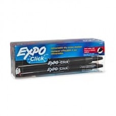 Expo® Click™ Retractable Dry Erase Markers, Fine Point, Black, 1 Dozen