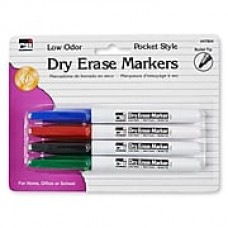 Dry Erase Markers, 4-color set, 6.75" x 5" Bullet Tip (CHL47804)