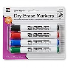 Charles Leonard Barrel Style Dry Erase Markers, 4/Pack