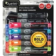 Quartet EnduraGlide® Dry-Erase Markers, Chisel Tip, Assorted Ink, Dozen