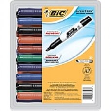 BIC® Great Erase® Grip XL Dry Erase Whiteboard Markers, Chisel Tip, Assorted Ink, 30/Pack