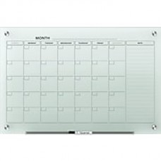 Quartet Infinity™ Glass Magnetic Calendar Board, White, Frameless, 24" x 18"