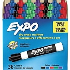 EXPO Dry Erase Markers, Chisel Tip, Assorted Colors, 36/Pack (1921061)