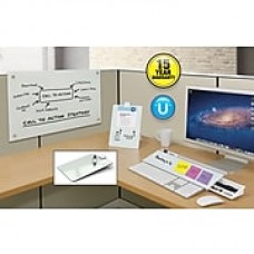 Quartet Infinity™ Magnetic Glass Dry-Erase Cubicle Board, White Surface, Frameless, 30”W x 18”H (PDEC1830)