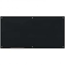 U Brands Glass Dry Erase Board 70 x 35 Black Surface Frameless