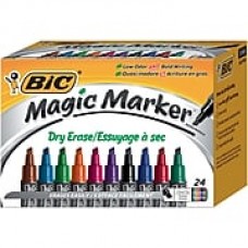 BIC Magic Marker, Dry Erase Chisel Tip, Assorted Colors, 24/Pack (GELITP241AST)