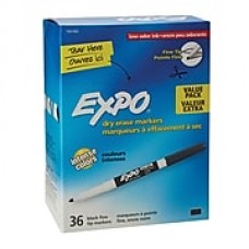 Expo® Low Odor Dry Erase Marker, Fine Point, Black, 36/Bx