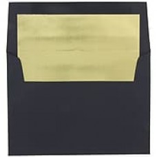 JAM Paper® A8 Foil Lined Envelopes, 5.5 x 8.125, Black Linen with Gold Lining, 1000/carton (03243680D)