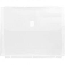 JAM Paper® Plastic 3 Hole Punch Binder Envelopes, Hook & Loop Closure, 1" Expansion, Clear, 12/Pack