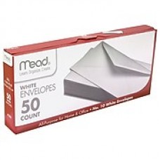 Mead Envelopes Plain 10LB, 9.7" x 4.3" x 1.4" 50 CT per pk, 12 pks per bundle, total 600 envelopes, White (MEA75050)