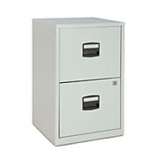 Bisley Two Drawer Steel Home or Office Filing Cabinet, Light Grey, Letter/A4 (FILE2-LG)