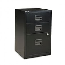 Bisley Three Drawer Steel Home or Office Filing Cabinet, Black, Letter/A4 (FILE3-BK)