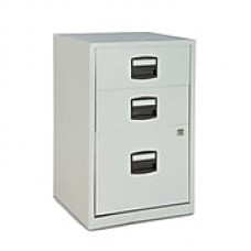 Bisley Three Drawer Steel Home or Office Filing Cabinet, Light Grey, Letter/A4 (FILE3-LG)