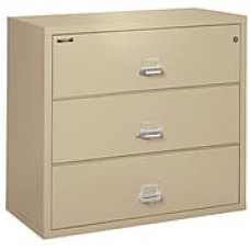 Fire King Lateral 3 Drawer 44" Fireproof File Cabinet - Parchment, Includes White Glove Delivery (3-4422-CPAI)