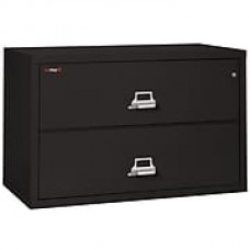 Fire King Lateral 2 Drawer 44" Fireproof File Cabinet - Black, Includes White Glove Delivery (2-4422-CBLI)