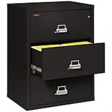 Fire King Lateral 3 Drawer 44" Fireproof File Cabinet in Black, Includes White Glove Delivery (3-4422-CBLI)