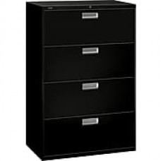 HON Brigade 600 Series Lateral File, 4 Drawers, Aluminum Pull, 36"W, Black Finish NEXT2018 NEXT2Day