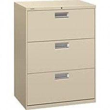 HON Brigade 600 Series 3 Drawer Lateral File Cabinet, Letter, Putty, 30"W (673L-L) NEXT2018 NEXT2Day