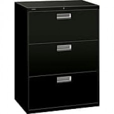 HON Brigade 600 Series 3 Drawer Lateral File Cabinet, Letter, Black, 30"W (H673LP) NEXT2018 NEXT2Day