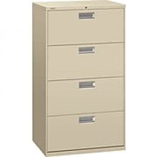 HON Brigade 600 Series 4 Drawer Lateral File Cabinet, Letter, Putty, 30"W (674L-L) NEXT2018 NEXT2Day